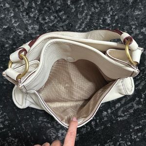 Cole Haan Leather Ivory and Brown Shoulder Purse